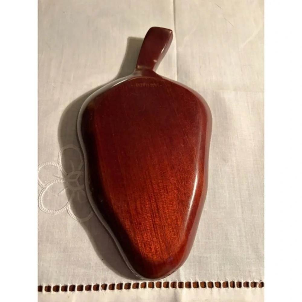 Vintage Haitian Mahogany Wood Leaf Dish - Hand Carved MCM Trinket Tray